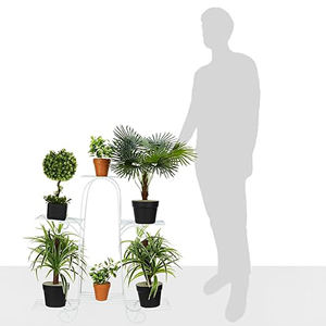 Support de jardinière en métal à plusieurs niveaux (ivoire, pour 6 jardinières) | Support de pot en métal pour plusieurs plantes | Intérieur/Extérieur | - Product Image 6