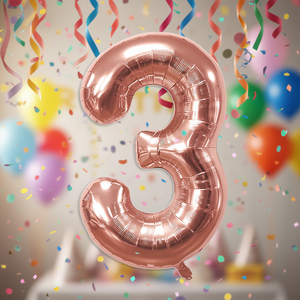 Globo de fiesta Party Love Numero Rose Gold N3 45cm Bolsa de 12 piezas - Product Image 3