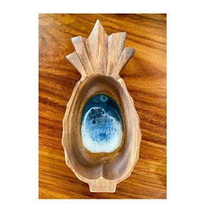 Bol à fruits rond en bois de résine/acacia avec base imprimée bol naturel artisanat mélange de salade et bol à soupe personnalisé - Product Image 5