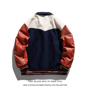 Wholesale Clothing <b>Black</b> Color Letterman Jackets Casual Letter Printed Men Baseball Jacket - Product Image 5