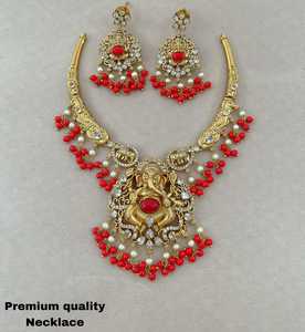 Premium Quality South Indian Necklace Set Perfect For Festive Occasions Temple Jewelry CZ Necklace With <b>Beautiful</b> <b>Earrings</b> - Product Image 3