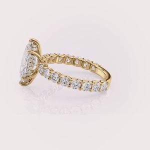 Bague de fiançailles et de mariage en diamant de laboratoire taille marquise certifié IGI, or rose/blanc et jaune 9 carats - Product Image 2