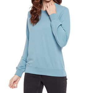 Sudadera de invierno para mujer, calidad más vendida, de gran tamaño, OEM, tamaño personalizado, logotipo estampado en la parte delantera, transpirable, respetuoso con el medio ambiente, Color sólido - Product Image 3