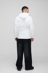 Pull à capuche en mélange de coton et de polyester 500gsm, sweat à capuche surdimensionné de couleur unie avec poche kangourou - Product Image 2