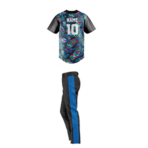 Ensemble d'uniformes de baseball personnalisés OEM, imprimés, 100 % polyester respirant, toutes saisons, coupe classique, fermeture à boutons - Product Image 4