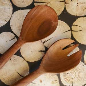 Juego de cucharas para servir platos hechos a mano de madera de la mejor calidad, 2 acabados marrones, cocina de diseño clásico, cocina de boda de HF CRAFTS - Product Image 4