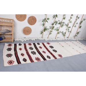 พรมวินเทจตุรกีขนาด 3.5x12.7 ฟุต, พรมปูพื้น, พรมคิลิมสีเบจ - Product Image 4