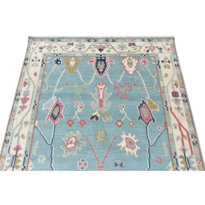 Alfombra floral Oushak étnica vintage tejida a mano de lana auténtica lavable para uso doméstico a la venta en la sala de estar - Product Image 5