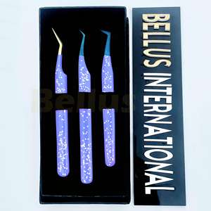 Pinzas para pestañas Herramienta de belleza Pinzas aplicadoras de pestañas injertadas de acero inoxidable Pinzas para extensión de pestañas Logotipo personalizado - Product Image 2