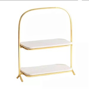 Soportes para Pastel de 2 Niveles, Diseño 2022, Metal Dorado y Mármol, Ecológicos, Venta al por Mayor, Herramientas para Pasteles de Boda y Fiestas - Product Image 2