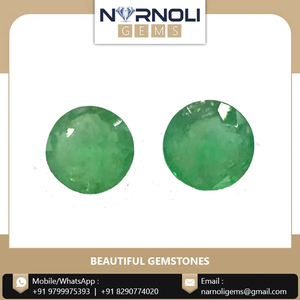 Paire assortie de pierres précieuses d'émeraude naturelle rondes à facettes, certifiées, pierres vertes en vrac pour la création de bijoux personnalisés - Product Image 2