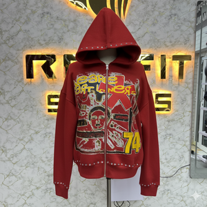 Etiqueta personalizada de alta calidad de moda buena venta cremallera Sudadera con capucha Puff impreso hecho en fábrica precio barato sudaderas con capucha de los hombres - Product Image 6