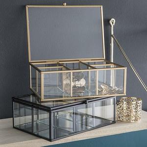 Vente chaude Nouveau Designer Fait À La Main En Laiton Verre Boîte À Bijoux Forme Carrée Taille Personnalisée En Métal PC Matériel De Stockage Carton Cueillette - Product Image 2