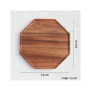 Plateau en bois fini naturel avec finition en noyer de forme hexagonale pour servir des plats alimentaires dans la décoration de la maison et des restaurants - Product Image 3