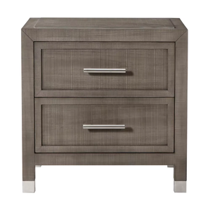 Tables de chevet en bois de manguier au design moderne fait à la main 2 tiroirs avec finition grise pour chambres hôtels bureaux à domicile - Product Image 1