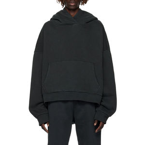 Sudadera con Capucha de Felpa Sólida con Logotipo Personalizado, Lavada, Desgastada, Estilo Vintage, Lavada al Ácido, con Bordado y Parches, Ropa Urbana de Invierno para Hombre - Product Image 6