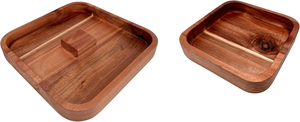 Natural Acacia Wood Double Snack Bowl for Nuts, Pistachio & Sunflower Seeds with Shell Storage - Product Image 3