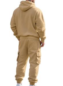 Traje para correr de lana con capucha de invierno para hombre, logotipo personalizado, posición frontal, 100% algodón, cintura elástica, ropa deportiva informal, tallas europeas - Product Image 3