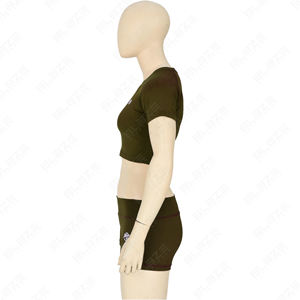 Conjuntos de fitness para gimnasio para mujer, 2 uds., pantalones cortos de motorista de algodón y sujetador, ropa deportiva por encima de la rodilla para yoga y entrenamientos - Product Image 3