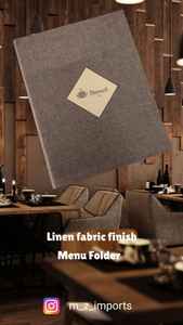 โฟลเดอร์เมนูผ้าลินินสีน้ำตาลพร้อมสลักโลโก้ด้วยเลเซอร์สำหรับร้านอาหารโรงแรม - Product Image 2