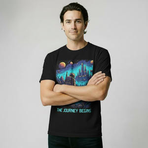 Camiseta de cuello redondo para hombre, de corte regular, con estampado gráfico, mezcla de algodón, estilo casual - Product Image 1