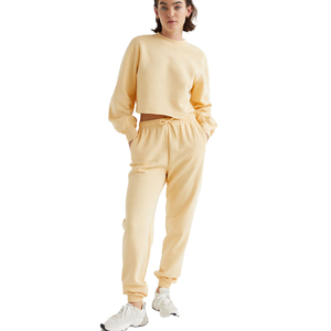 Ensemble de sweat-shirts à manches courtes en coton imprimés sur mesure et de pantalons de survêtement assortis, vêtements décontractés, sweat-shirt à col rond et pantalon de jogging pour femmes, pour l'hiver - Product Image 1