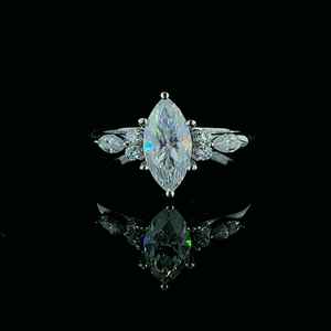 Regalo especial de San Valentín, anillo de boda de Plata de Ley 925, moda Marquesa, corte Moissanite, diamante, compromiso, moda clásica - Product Image 1