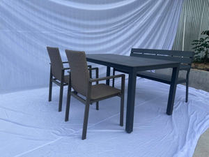 Ensemble de meubles de patio en corde tressée 4 pièces, ensemble moderne d'extérieur résistant aux intempéries, chaises pivotantes en corde tressée, table à manger, gris clair brun - Product Image 2