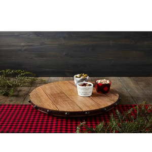 Bandeja Giratoria Rústica de Madera, Hecha a Mano, para Servir, Elegante Accesorio de Cocina para Organizar la Mesa de Comedor - Product Image 2