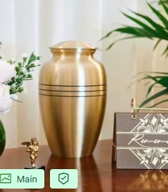 Elegante diseño atemporal de urna de cremación negra y dorada con hermosos detalles para honrar a los seres queridos con gracia y respeto - Product Image 3