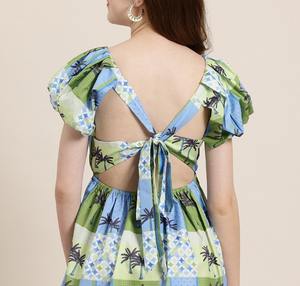 Indien main bloc imprimé coton mi-longueur robe nouvelle tendance décontracté été porter taille naturelle écologique saint valentin - Product Image 4