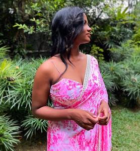 Sari Georgette liso Original impreso Digital con encaje de espejo y encaje Kodi Real, ropa de mujer de fiesta de Bollywood indio - Product Image 2