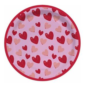 Assiette en papier Saint-Valentin Coeur 9 pouces, 350 GSM, 8PC (Design, Specs & Pack Qté personnalisable) - Product Image 1