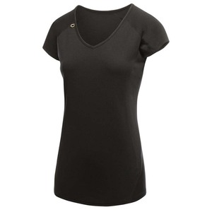 Maglietta in microfibra da donna a manica corta a maniche corte con scollo a V regata Activewear da donna