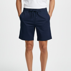 <b>Navy</b> Shade Casual <b>Shorts</b> 97% Cotton 3% Spandex Comfortable Garment Dyed Bottom Wear Mid Drawstring OEM Service Available 245 GSM - Product Image 4