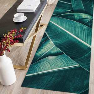 Grand tapis à imprimé feuilles, tapis imprimé, tapis antidérapant, décoration intérieure, tapis en chenille - Product Image 3