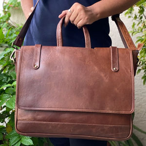 Elegante bolso unisex para portátil de 15 pulgadas Bolso de Mensajero de uso de oficina cómodo de cuero real - Product Image 2