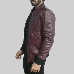 Veste d'hiver en cuir véritable pour homme de haute qualité, col rabattu, fermeture éclair, coupe-vent et respirante, fabriquée au Pakistan - Product Image 5