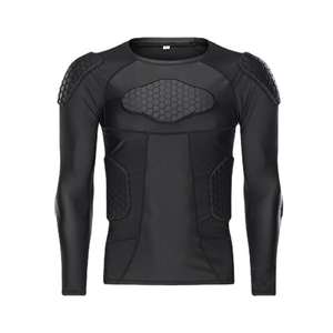 Chemise de sport à manches longues noire pour homme, rembourrée, compression, vêtements de sport protecteurs, vente en gros - Product Image 4