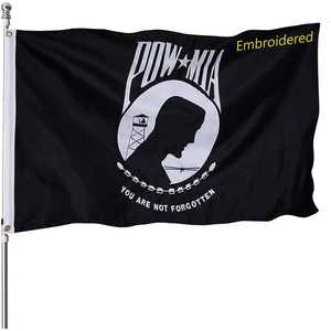 Bandera POW MIA 3x5 para Exteriores, Bordada, Resistente, No se te olvida, Prisionero de Guerra, Bandera Militar del Ejército, Nailon Oxford - Product Image 5