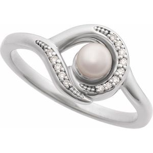 Accented Pearl <b>Ring</b> Vintage Fine Jewelry with <b>Opal</b> Gemstone Rhodium Plated Set in Vintage Style for Everyday Wear or Gift - Product Image 4