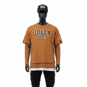 Camiseta 100% algodón para hombre, corte holgado, estampada, de doble capa, manga larga, estilo nuevo, camiseta de doble manga personalizada. - Product Image 6