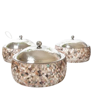 Handcrafted Luxury Mother Of Pearl Casserole Hot Pot Stainless Steel Hot Pot For Elegant Serving For Dining <b>Table</b> Centerpiece - Product Image 3
