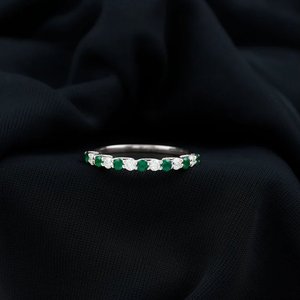 Piedra de circón verde corte redondo relleno de oro sólido 925 plata esterlina mujer chica anillo de compromiso de boda joyería de moda - Product Image 3