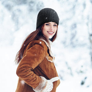 Gorro de lana Polar grueso térmico de invierno 100% gorro de calavera de lana patrón de lazos gorro de calavera de nieve de punto para hombres mujeres playa aplicable - Product Image 6