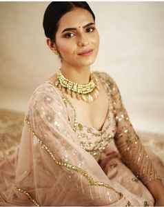 Hermosa tendencia boda Lahenga Choli colección para mujer mezcla de algodón gasa algodón plisado estampado tradicional - Product Image 3