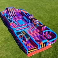 Parcours d'obstacles gonflable en PVC, parc à thème géant, aire de jeux gonflable extérieure personnalisée, y compris toboggan, jeux sportifs et obstacles