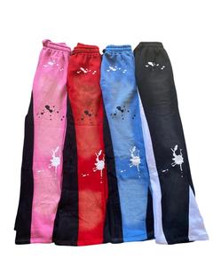 Custom Logo Casual Fleece <b>Joggers</b> Sweatpants <b>Polyester</b> Canvas Acid Wash Baggy Stacked Flare Men - Product Image 1