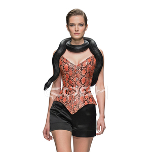 Corsé de PVC con textura de serpiente roja, con varillas de acero, para moldear la cintura, ideal para moda y fiestas. - Product Image 4