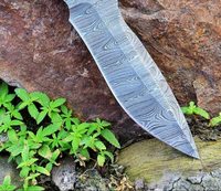 Couteau de chasse et de camping ZACSM à manche en bois, fait main, qualité industrielle, en acier Damas à haute teneur en carbone, non réglable
